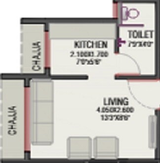 Floor plan of 185 Sq. Ft. Studio in Royal Lakshadeep Homes, Navi Mumbai