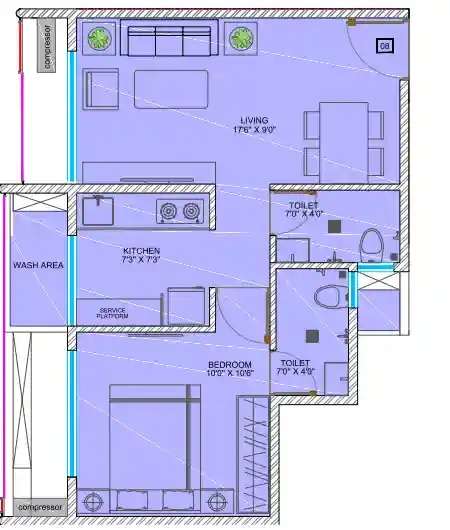 1 BHK 370 Sq. Ft. Apartment in RS QA Riverfront