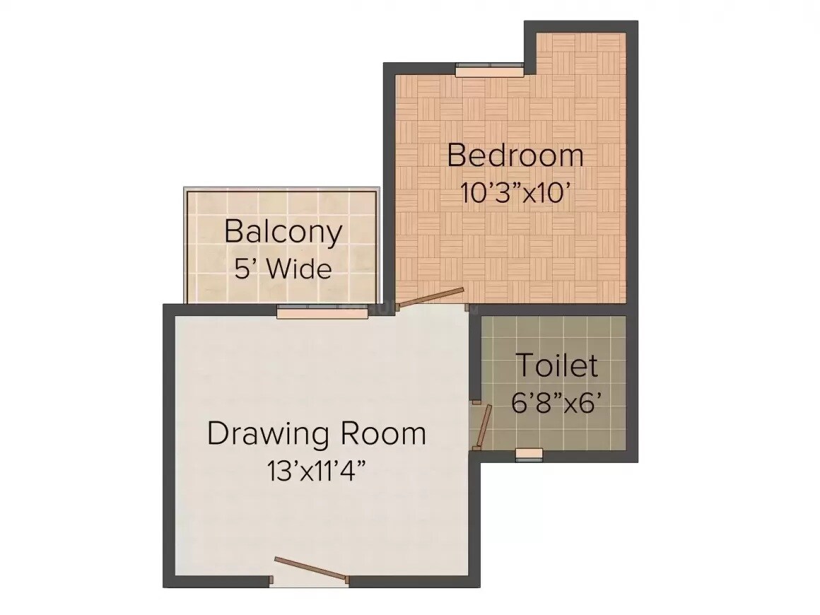 Floor plan of 1 BHK 590 Sq. Ft. Apartment in Rs Regency, Navi Mumbai