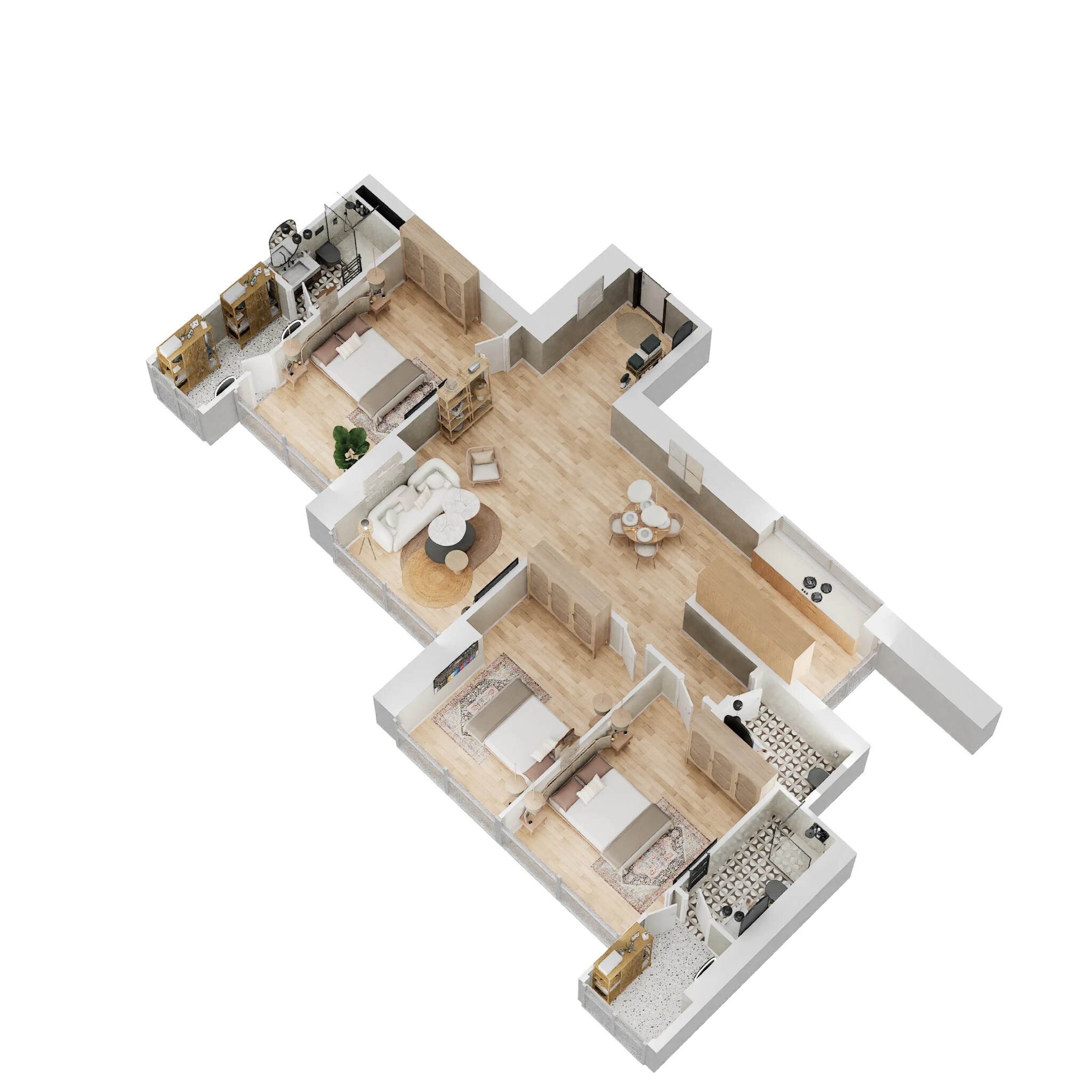 Floor plan of 3 BHK 2320 Sq. Ft. Apartment in Ruparel Sea Palace, Navi Mumbai