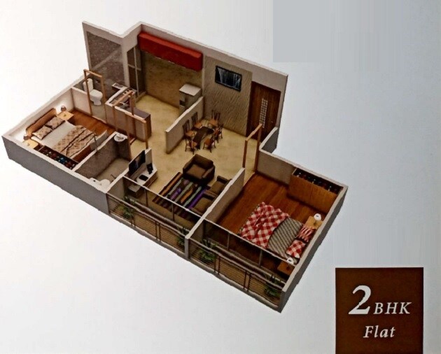 Floor plan of 2 BHK 438 Sq. Ft. Apartment in S M Manzil Taloja, Navi Mumbai