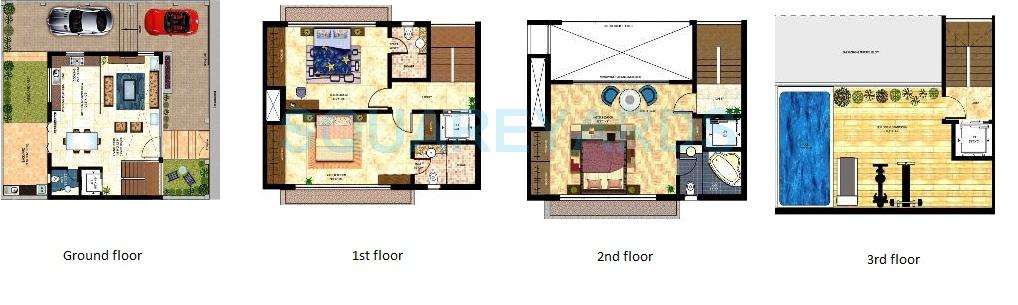 Floor plan of 4 BHK 4300 Sq. Ft. Villa in Saha Orchid Villas, Navi Mumbai