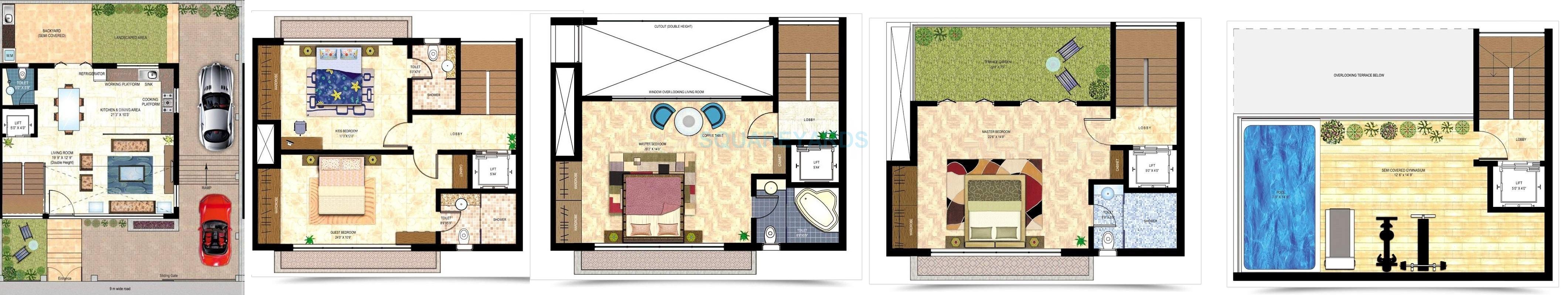 Floor plan of 4 BHK 6200 Sq. Ft. Villa in Saha Orchid Villas, Navi Mumbai