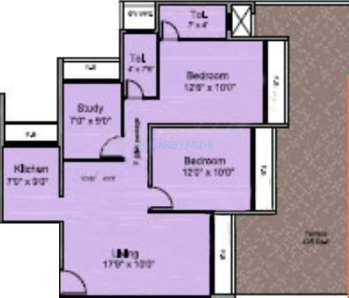Floor plan of 2 BHK Apartment - 1060 sq. ft. in Saha Royale, Navi Mumbai