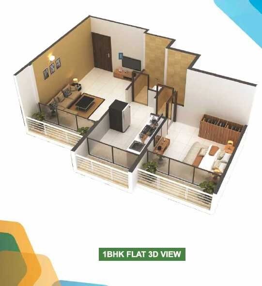 Floor plan of 1 BHK 262 Sq. Ft. Apartment in Sai Aangan Mumbai, Navi Mumbai