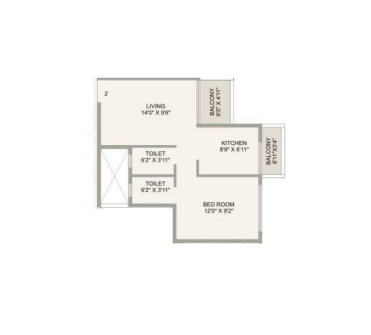 Floor plan of 1 BHK 335 Sq. Ft. Apartment in Sai Amber Residency, Navi Mumbai