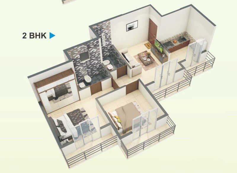 Floor plan of 2 BHK 417 Sq. Ft. Apartment in Sai Deep Jyoti, Navi Mumbai