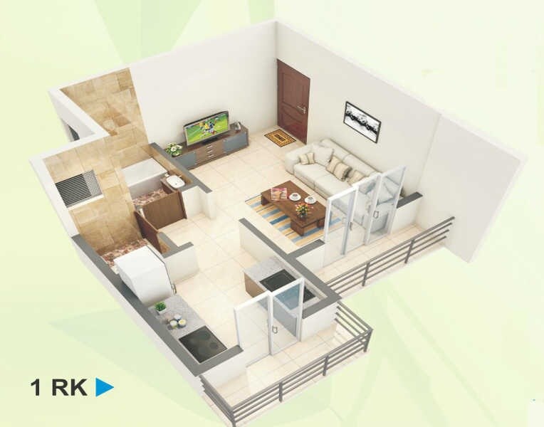 Floor plan of 205 Sq. Ft. Studio in Sai Deep Jyoti, Navi Mumbai