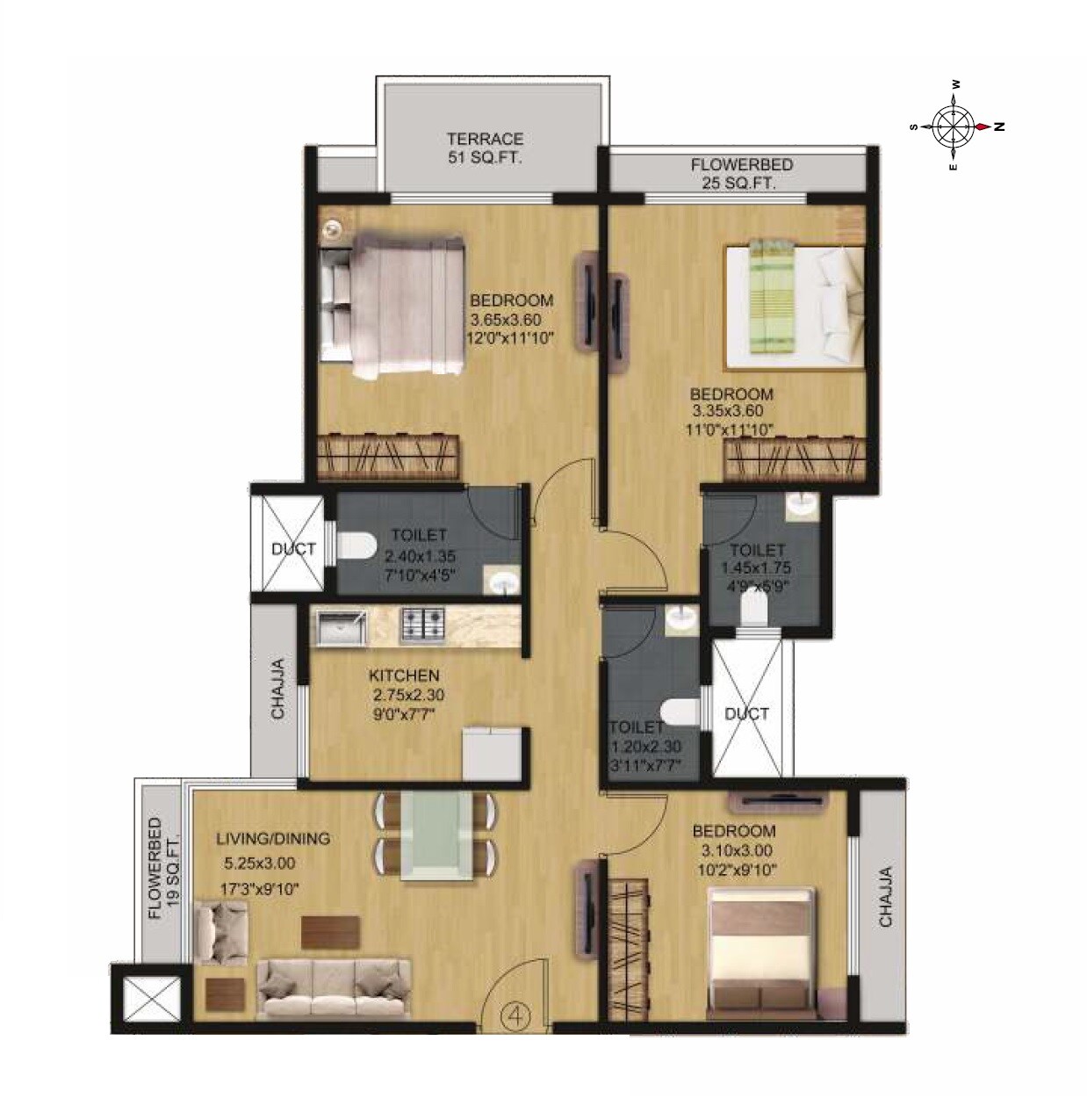 Floor plan of 2 BHK 380 Sq. Ft. Apartment in Sai Mahima Lake View, Navi Mumbai