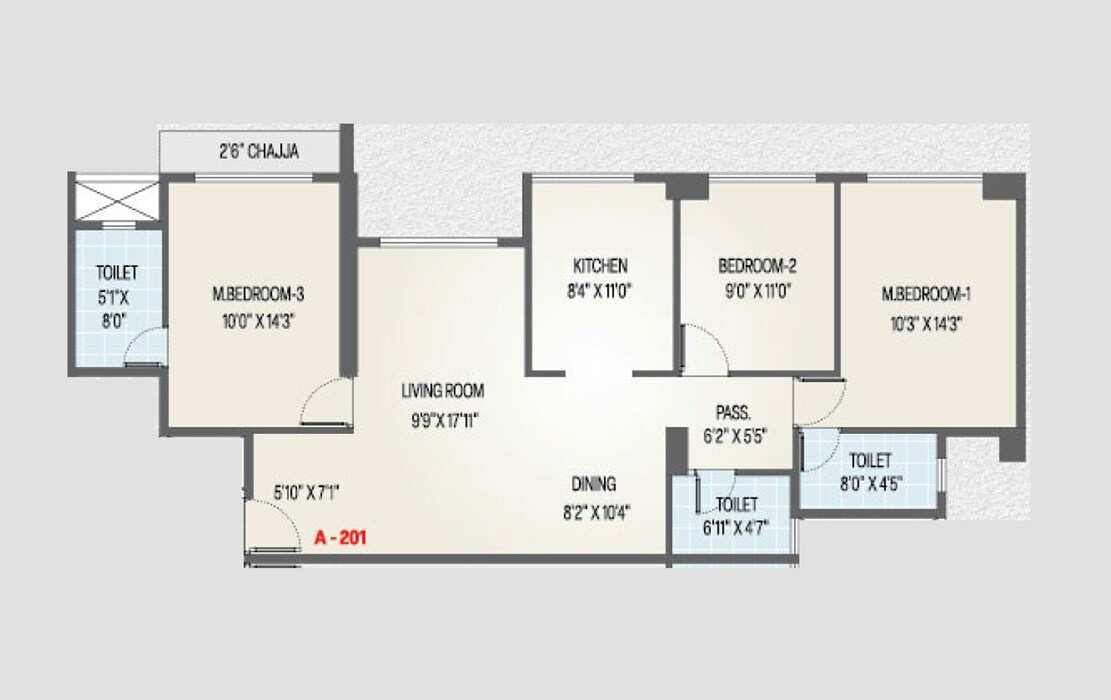 3 BHK 984 Sq. Ft. Apartment