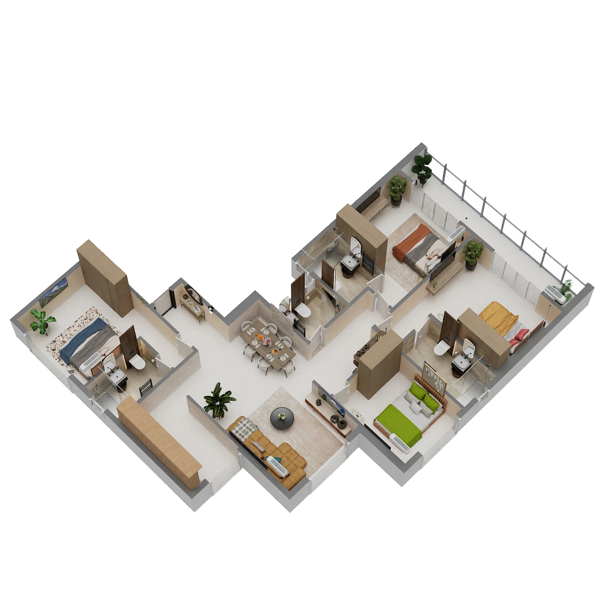 Floor plan of 4 BHK 1226 Sq. Ft. Apartment in Sai Neel Riddhi Empire, Navi Mumbai