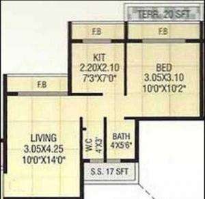 1 BHK 665 Sq. Ft. Apartment in Sai Prasad Residency