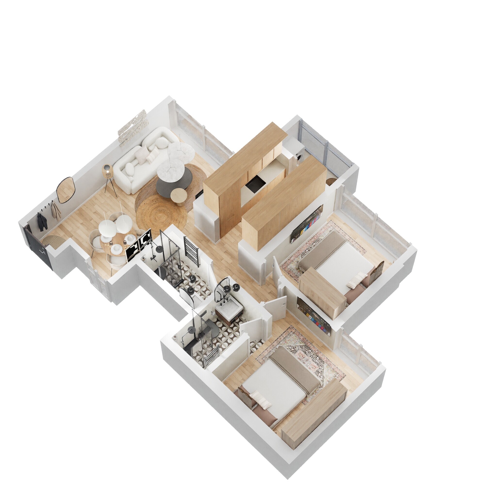 Floor plan of 2 BHK 561 Sq. Ft. Apartment in Sai Proviso Atlantis, Navi Mumbai