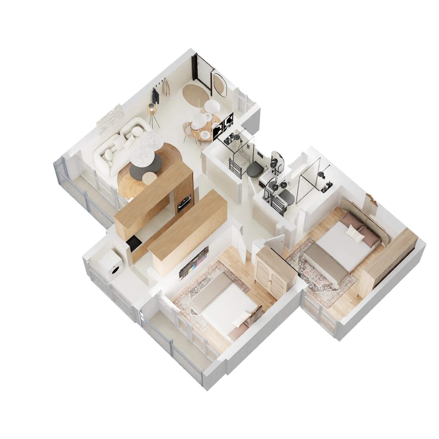 Floor plan of 2 BHK 568 Sq. Ft. Apartment in Sai Proviso Atlantis, Navi Mumbai