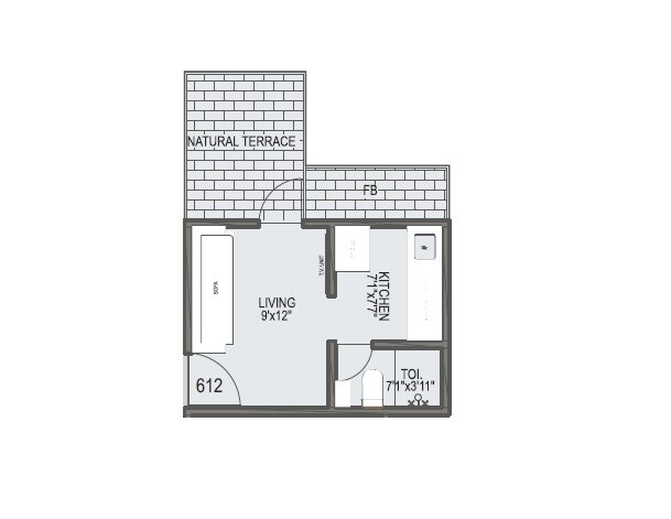 Floor plan of 243 Sq. Ft. Studio in Sai Shanti, Navi Mumbai