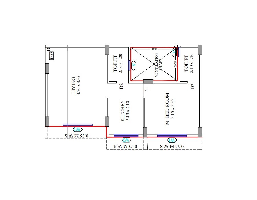 Floor plan of 1 BHK Apartment - 459 sq. ft. in Sai Siddhi Madhuban, Navi Mumbai