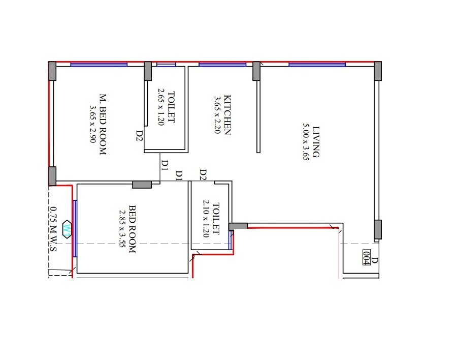 Floor plan of 2 BHK Apartment - 463 sq. ft. in Sai Siddhi Madhuban, Navi Mumbai