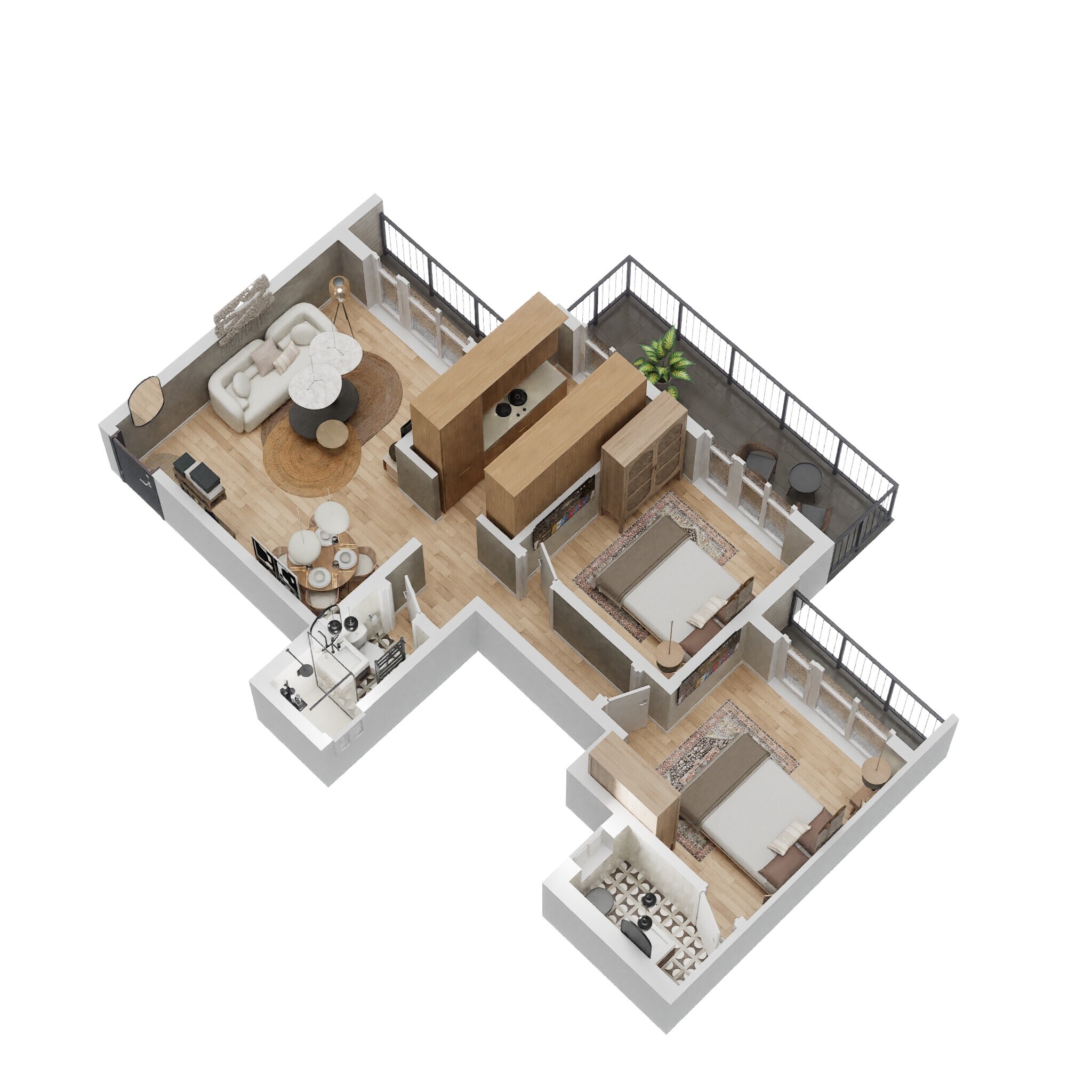 Floor plan of 2 BHK 1092 Sq. Ft. Apartment in Sai Yashaskaram, Navi Mumbai