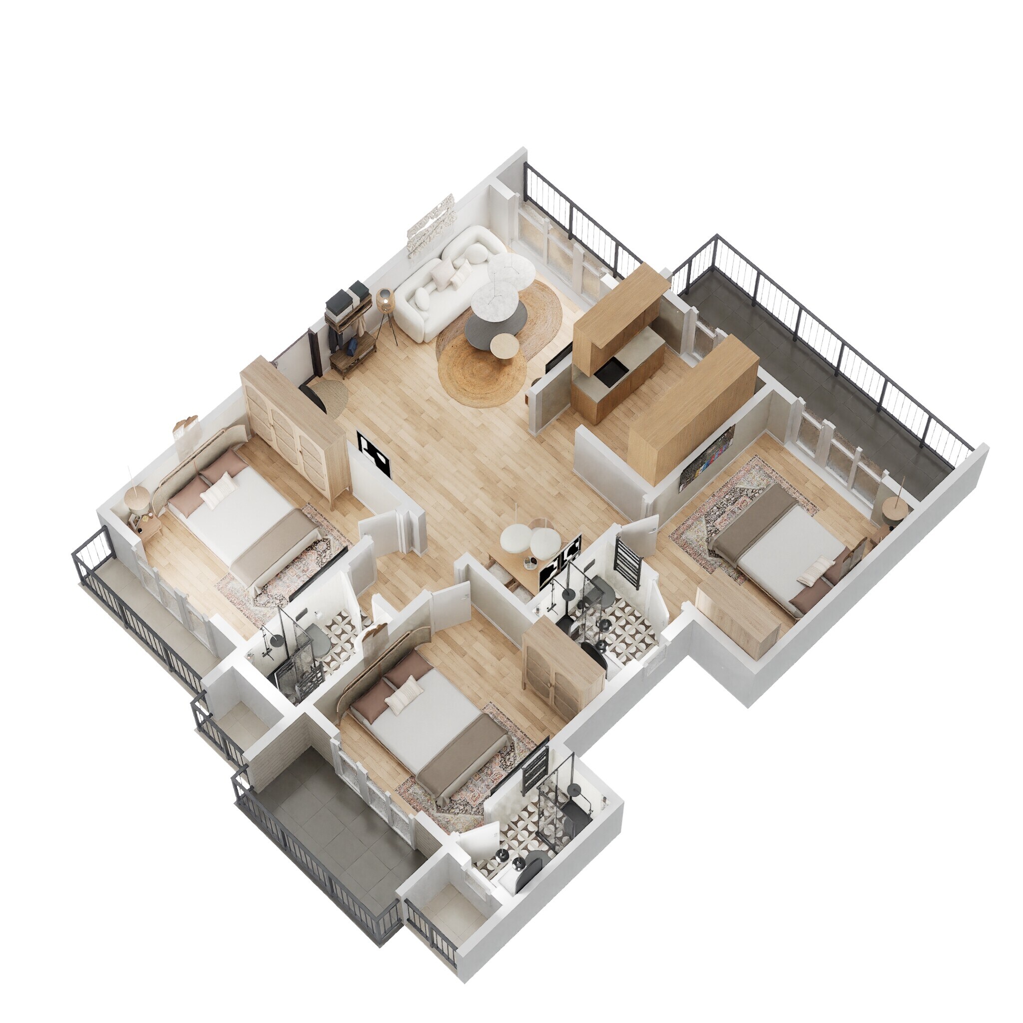 Floor plan of 3 BHK 1515 Sq. Ft. Apartment in Sai Yashaskaram, Navi Mumbai