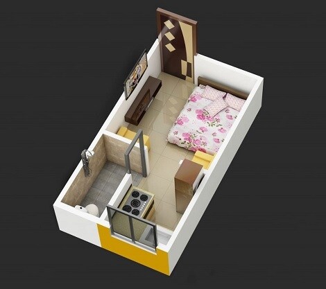 Floor plan of 149 Sq. Ft. Studio in Saidatta Shree Sadguru Residency, Navi Mumbai