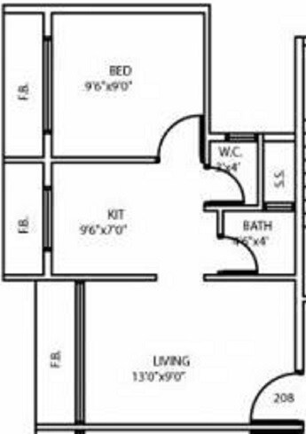 1 BHK 297 Sq. Ft. Apartment