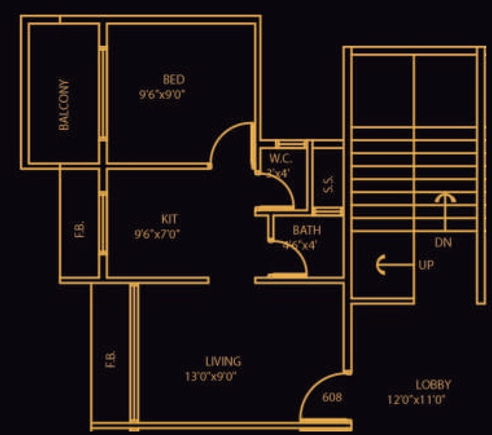 Floor plan of 1 BHK 467 Sq. Ft. Apartment in Sambhav Deep Destiny, Navi Mumbai