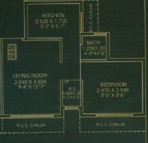Floor plan of 1 BHK 267 Sq. Ft. Apartment in Sambhav Deep Ramji, Navi Mumbai