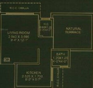 Floor plan of 218 Sq. Ft. Studio in Sambhav Deep Ramji, Navi Mumbai
