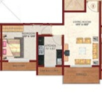 Floor plan of 1 BHK 730 Sq. Ft. Apartment in Sanghvi Arham Arcade, Navi Mumbai