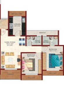 Floor plan of 2 BHK 1060 Sq. Ft. Apartment in Sanghvi Arham Arcade, Navi Mumbai