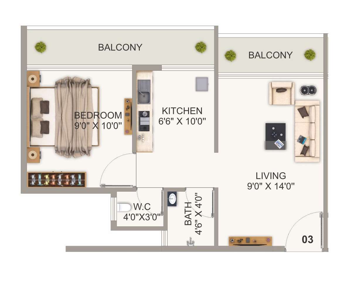 1 BHK 300 Sq. Ft. Apartment in Sara City Taloja