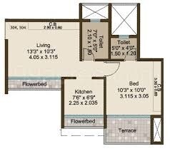 Floor plan of 1 BHK 313 Sq. Ft. Apartment in Sara Kshipra, Navi Mumbai