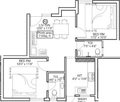 Floor plan of 2 BHK 436 Sq. Ft. Apartment in Sara Kshipra, Navi Mumbai