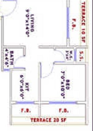 Floor plan of 1 BHK 615 Sq. Ft. Apartment in Sarang Arham, Navi Mumbai
