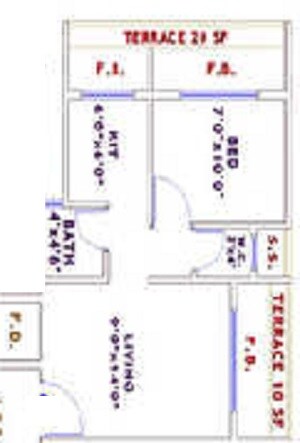 Floor plan of 1 BHK 665 Sq. Ft. Apartment in Sarang Arham, Navi Mumbai