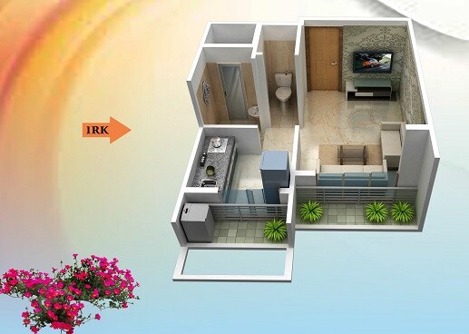 Floor plan of 142 Sq. Ft. Studio in Sarang Verbena, Navi Mumbai