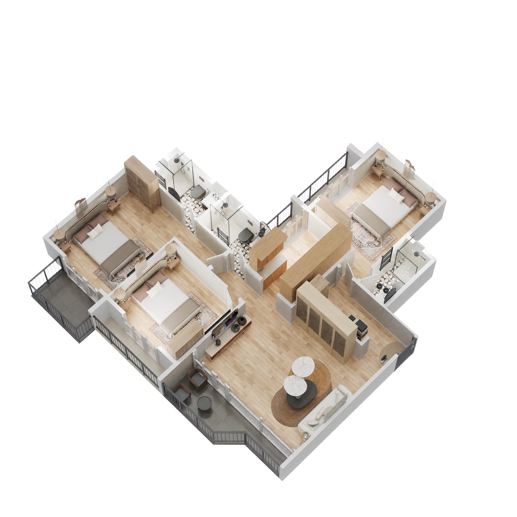 Floor plan of 3 BHK 1710 Sq. Ft. Apartment in Satyam Empress, Navi Mumbai