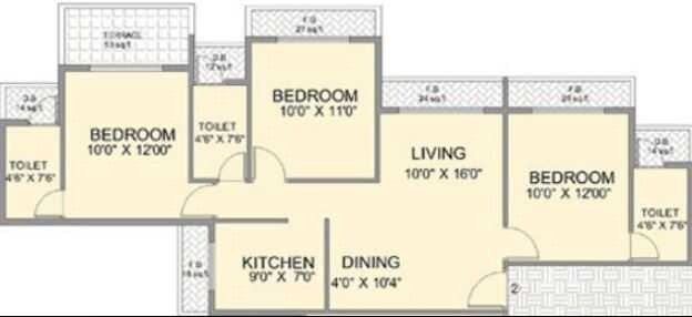 3 BHK 1550 Sq. Ft. Apartment