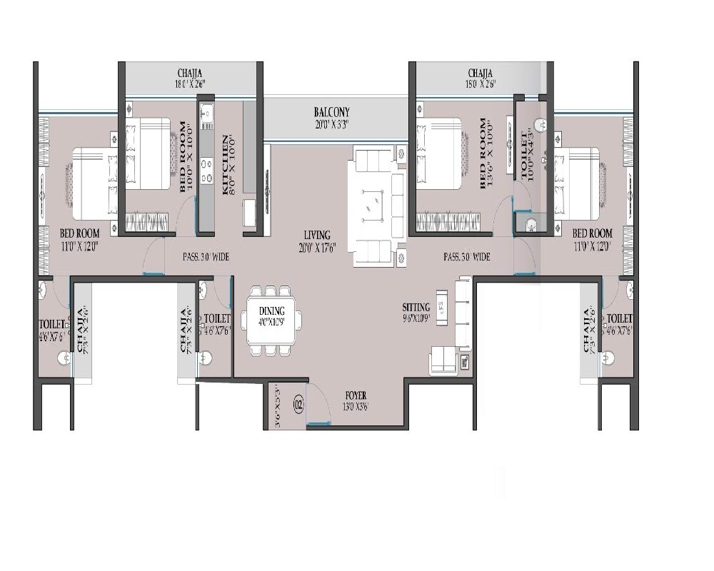 4 BHK 1673 Sq. Ft. Apartment