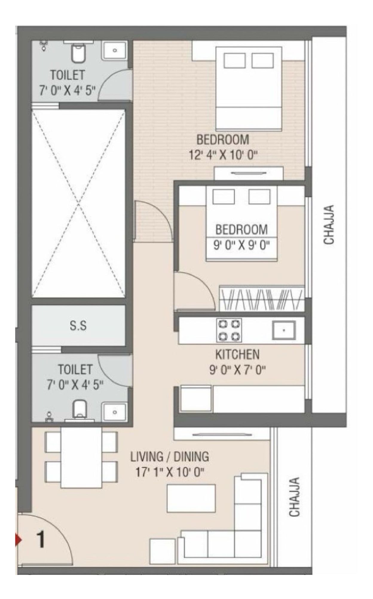 2 BHK 553 Sq. Ft. Apartment in Satyam Stella