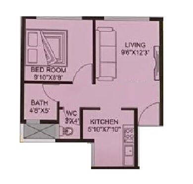 Floor plan of 1 BHK 232 Sq. Ft. Apartment in Savitri Arpan, Navi Mumbai