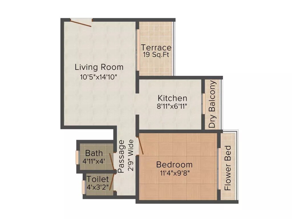 Floor plan of 1 BHK 718 Sq. Ft. Apartment in Sawan Heritage, Navi Mumbai