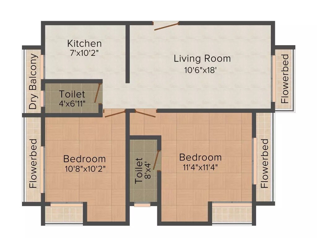 Floor plan of 2 BHK 1150 Sq. Ft. Apartment in Sawan Heritage, Navi Mumbai