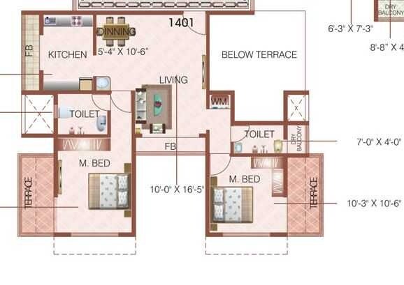 2 BHK 1140 Sq. Ft. Apartment