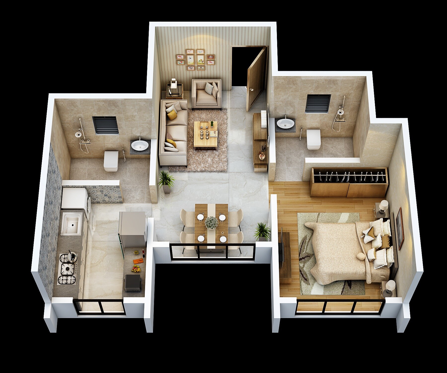 Floor plan of 1 BHK 424 Sq. Ft. Apartment in SB Riverstone, Navi Mumbai