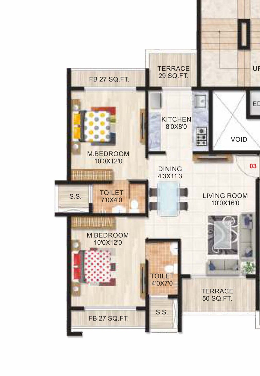 Floor plan of 2 BHK 450 Sq. Ft. Apartment in Sejal Suyash Galaxy, Navi Mumbai