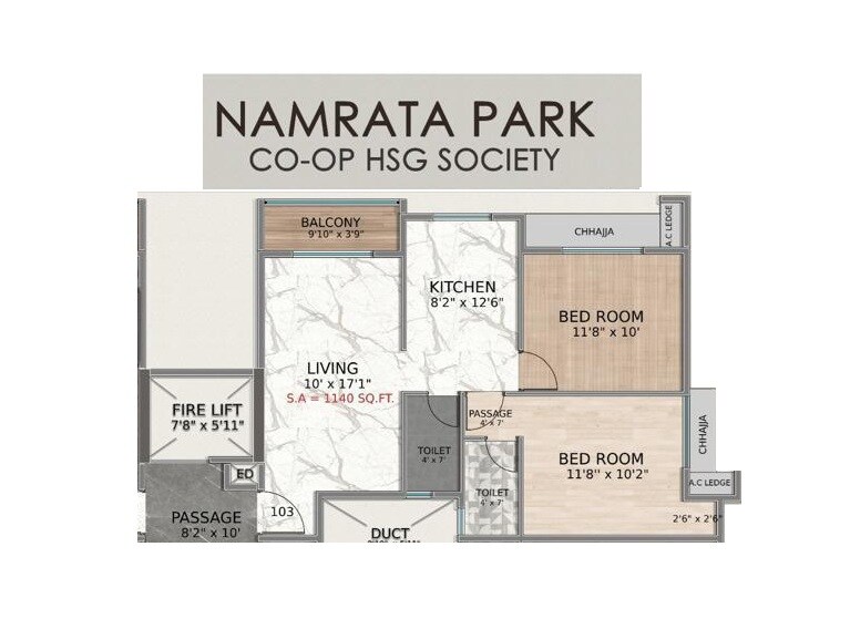 2 BHK 592 Sq. Ft. Apartment