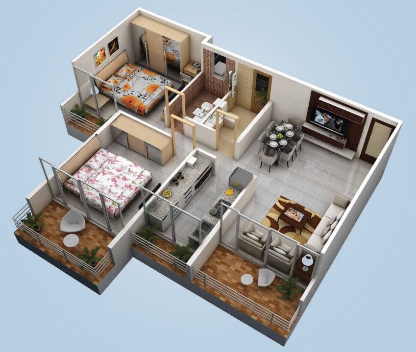 Floor plan of 2 BHK 473 Sq. Ft. Apartment in Shagun White Woods, Navi Mumbai