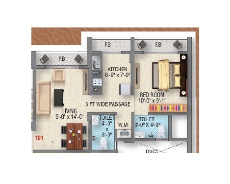 1 BHK 334 Sq. Ft. Apartment in Shelter Dream