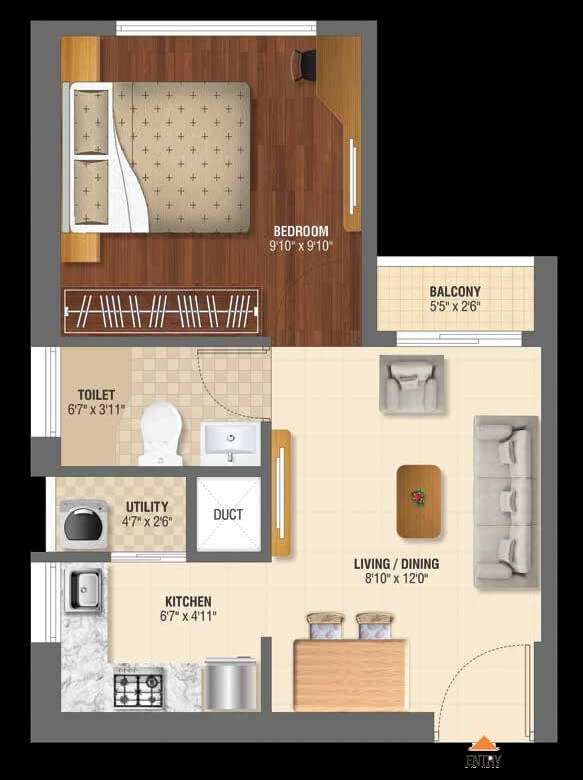 1 BHK 338 Sq. Ft. Apartment in Sheltrex Smart Phone City